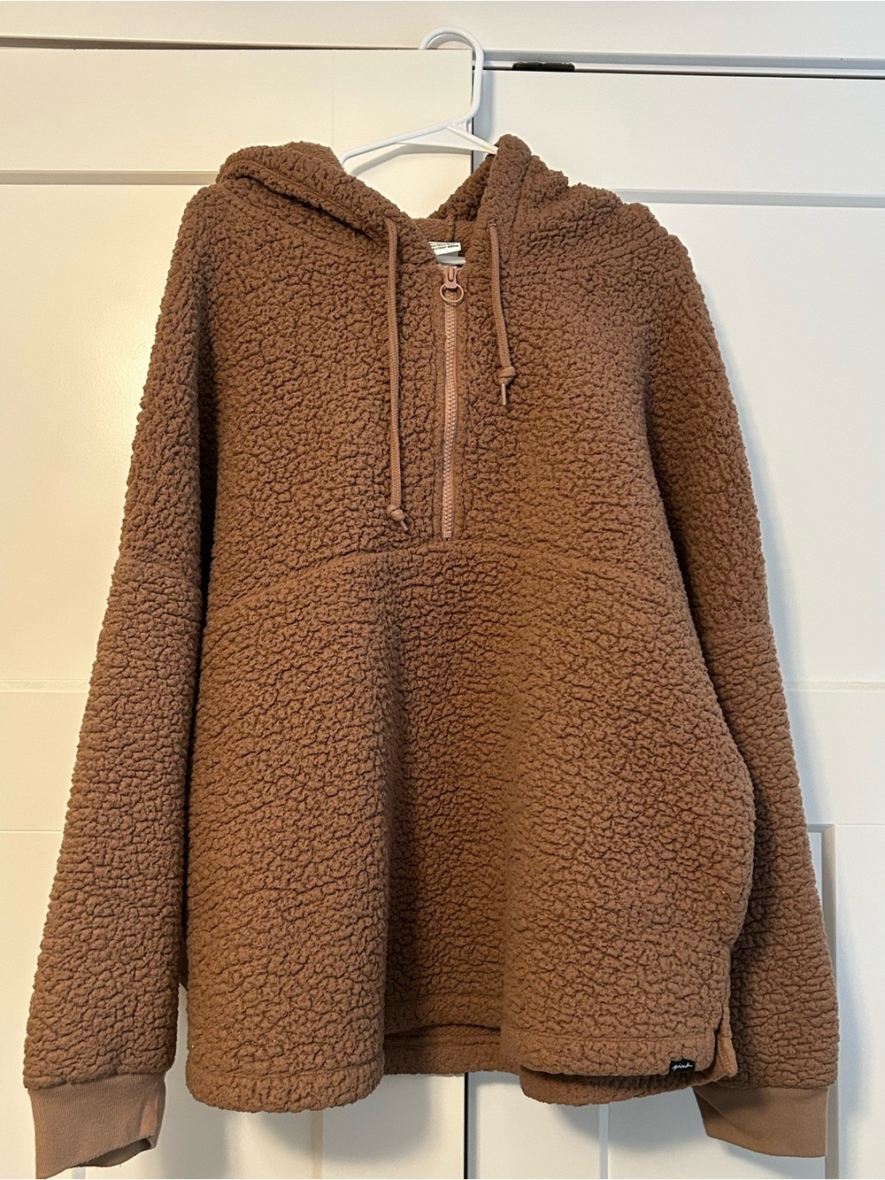 PINK Victoria's Secret Plush Sherpa Zip-Up Hoodie in Brown